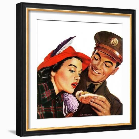 "Hot Dog for a Hot Date," October 10, 1942-Al Moore-Framed Giclee Print