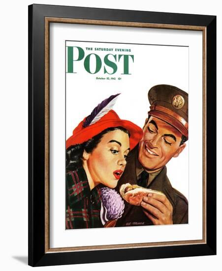 "Hot Dog for a Hot Date," Saturday Evening Post Cover, October 10, 1942-Al Moore-Framed Giclee Print