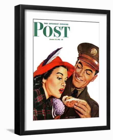 "Hot Dog for a Hot Date," Saturday Evening Post Cover, October 10, 1942-Al Moore-Framed Giclee Print