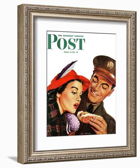 "Hot Dog for a Hot Date," Saturday Evening Post Cover, October 10, 1942-Al Moore-Framed Giclee Print