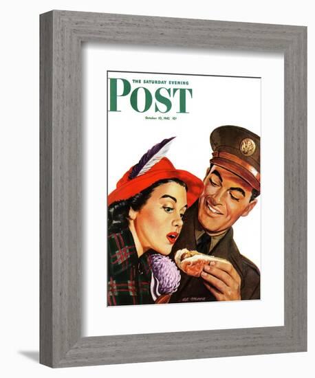 "Hot Dog for a Hot Date," Saturday Evening Post Cover, October 10, 1942-Al Moore-Framed Giclee Print