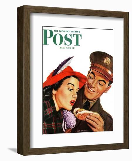 "Hot Dog for a Hot Date," Saturday Evening Post Cover, October 10, 1942-Al Moore-Framed Giclee Print