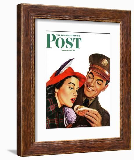 "Hot Dog for a Hot Date," Saturday Evening Post Cover, October 10, 1942-Al Moore-Framed Giclee Print