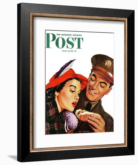 "Hot Dog for a Hot Date," Saturday Evening Post Cover, October 10, 1942-Al Moore-Framed Giclee Print