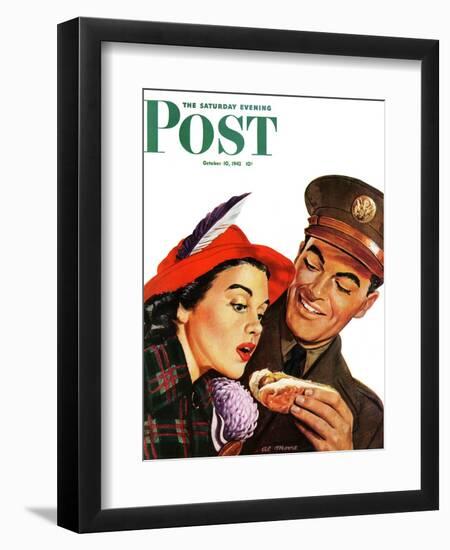 "Hot Dog for a Hot Date," Saturday Evening Post Cover, October 10, 1942-Al Moore-Framed Giclee Print