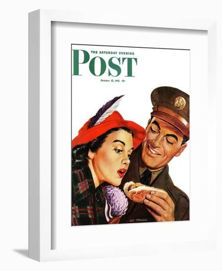 "Hot Dog for a Hot Date," Saturday Evening Post Cover, October 10, 1942-Al Moore-Framed Giclee Print