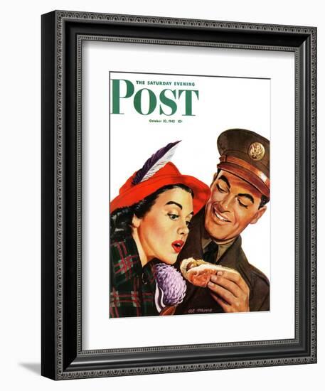 "Hot Dog for a Hot Date," Saturday Evening Post Cover, October 10, 1942-Al Moore-Framed Giclee Print