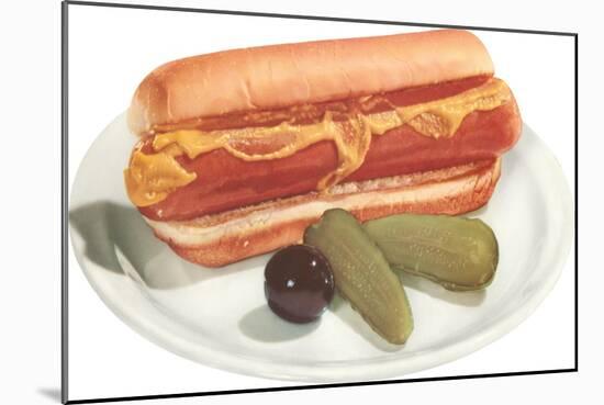 Hot Dog, Pickles, Olive-null-Mounted Art Print