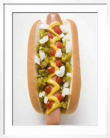 Hot Dog with Relish, Mustard, Ketchup and Onions' Photographic