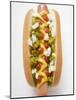 Hot Dog with Relish, Mustard, Ketchup and Onions-null-Mounted Photographic Print