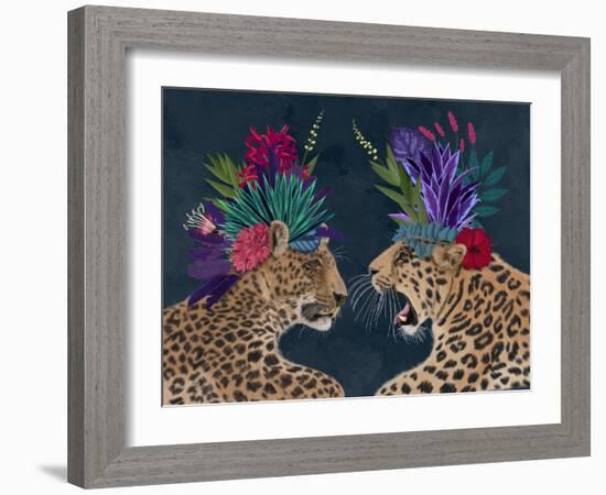 Hot House Leopards, Pair, Dark-Fab Funky-Framed Art Print