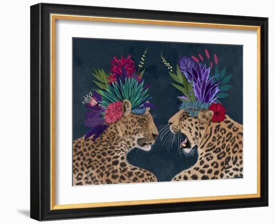 Hot House Leopards, Pair, Dark-Fab Funky-Framed Art Print
