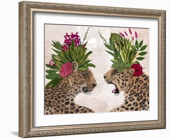 Hot House Leopards, Pair, Pink Green-Fab Funky-Framed Art Print