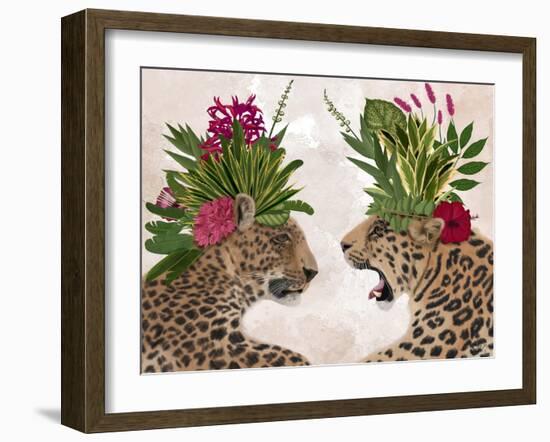 Hot House Leopards, Pair, Pink Green-Fab Funky-Framed Art Print