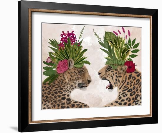 Hot House Leopards, Pair, Pink Green-Fab Funky-Framed Art Print