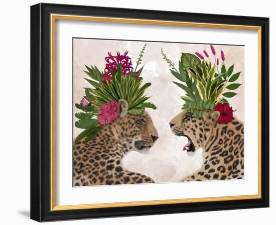 Hot House Leopards, Pair, Pink Green-Fab Funky-Framed Art Print