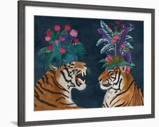 Hot House Tigers, Pair, Dark-Fab Funky-Framed Premium Giclee Print