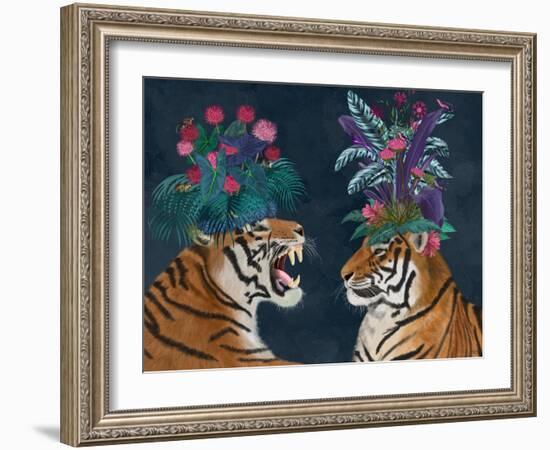 Hot House Tigers, Pair, Dark-Fab Funky-Framed Art Print