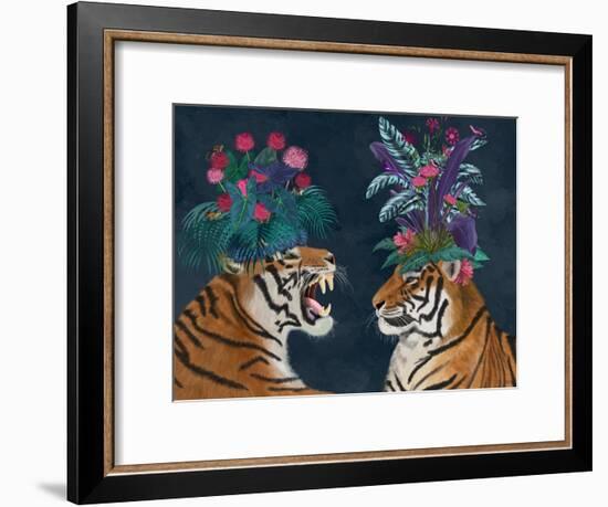 Hot House Tigers, Pair, Dark-Fab Funky-Framed Art Print