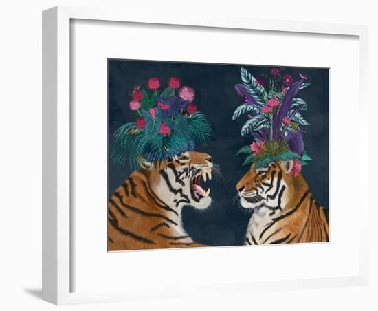 Hot House Tigers, Pair, Dark-Fab Funky-Framed Art Print