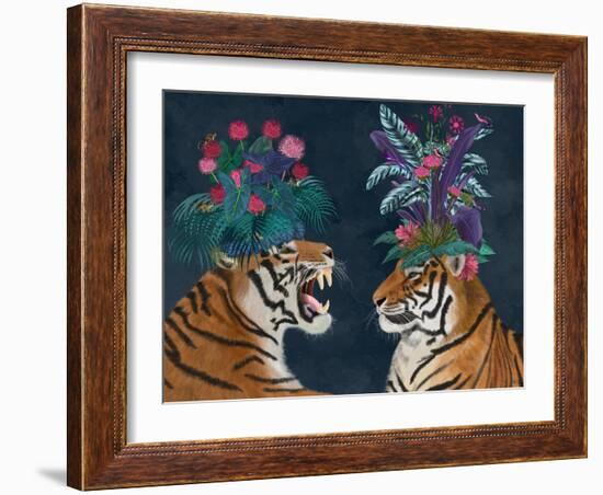 Hot House Tigers, Pair, Dark-Fab Funky-Framed Art Print