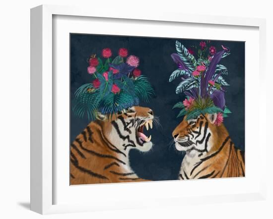 Hot House Tigers, Pair, Dark-Fab Funky-Framed Art Print