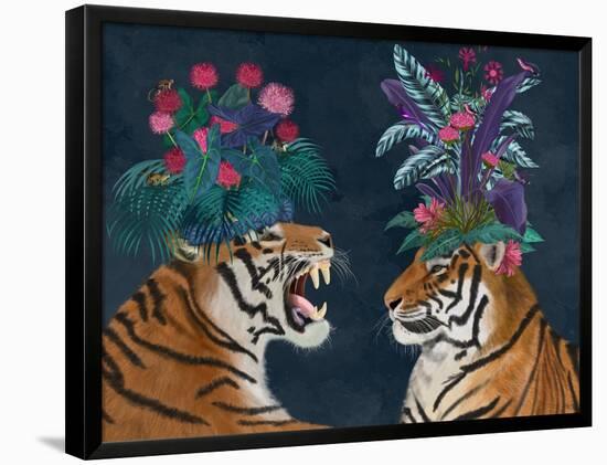 Hot House Tigers, Pair, Dark-Fab Funky-Framed Premium Giclee Print