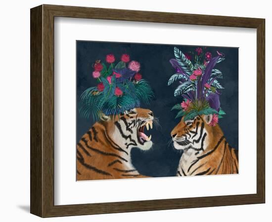 Hot House Tigers, Pair, Dark-Fab Funky-Framed Premium Giclee Print