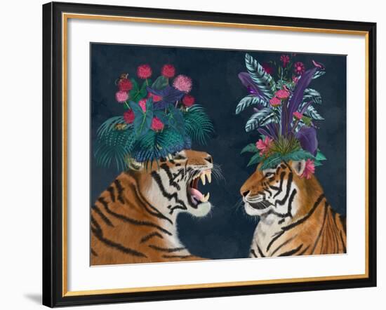 Hot House Tigers, Pair, Dark-Fab Funky-Framed Premium Giclee Print