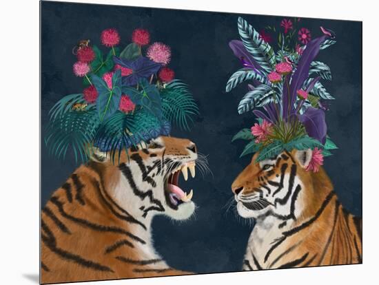 Hot House Tigers, Pair, Dark-Fab Funky-Mounted Art Print