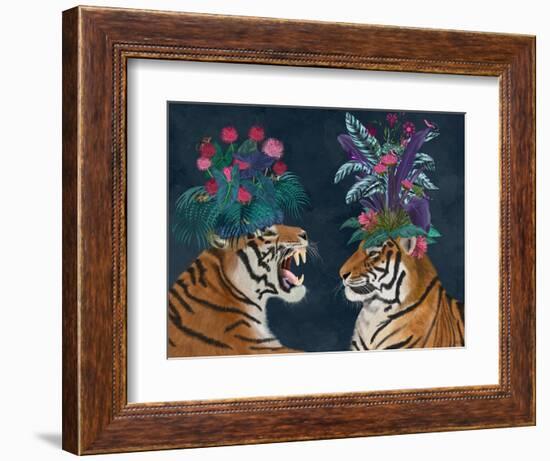 Hot House Tigers, Pair, Dark-Fab Funky-Framed Art Print