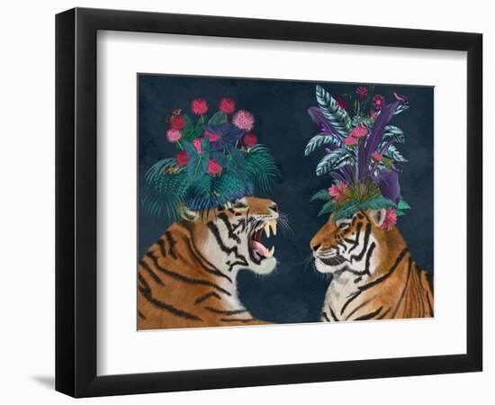 Hot House Tigers, Pair, Dark-Fab Funky-Framed Art Print