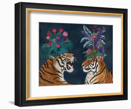 Hot House Tigers, Pair, Dark-Fab Funky-Framed Art Print