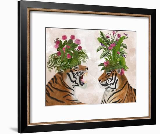 Hot House Tigers, Pair, Pink Green-Fab Funky-Framed Art Print