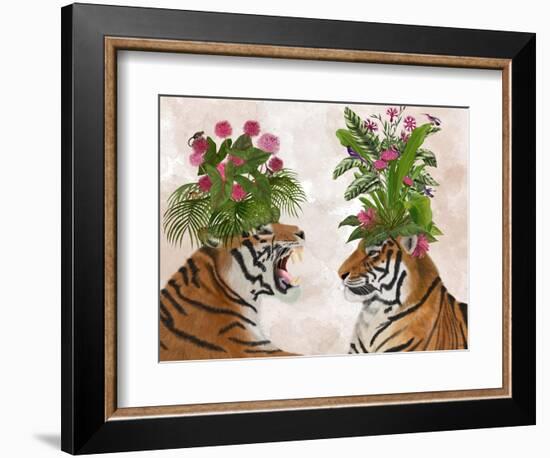 Hot House Tigers, Pair, Pink Green-Fab Funky-Framed Art Print