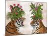 Hot House Tigers, Pair, Pink Green-Fab Funky-Mounted Premium Giclee Print