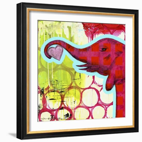 Hot Pink Elephant-Jennifer McCully-Framed Giclee Print