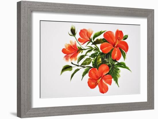 Hot Red Hibiscus-Surovtseva-Framed Art Print