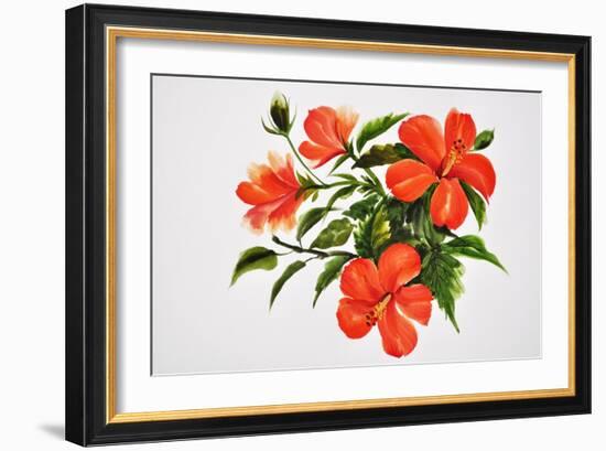 Hot Red Hibiscus-Surovtseva-Framed Art Print