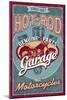 Hot Rod Garage - Motorcycles - Vintage Sign-Lantern Press-Mounted Art Print