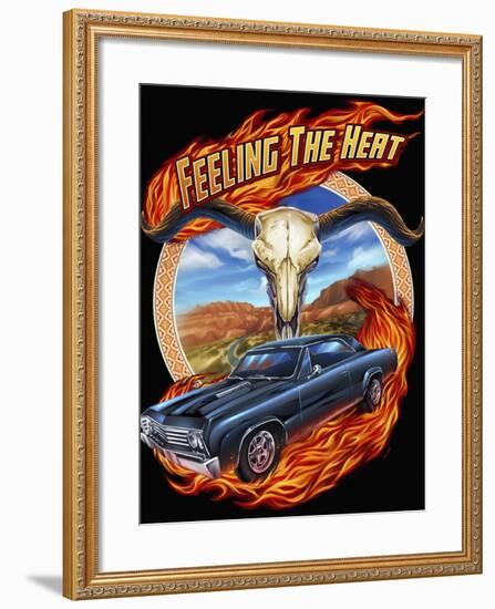 Hot Rod Steer Skull Illustration-FlyLand Designs-Framed Giclee Print