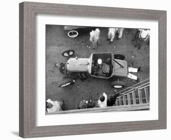 Hot Rodder Tuning Up His Car Before a Race-Ralph Crane-Framed Photographic Print