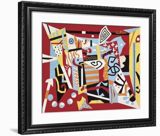 Hot Still-Scape for Six Colors - 7th Avenue Style, 1940-Stuart Davis-Framed Art Print