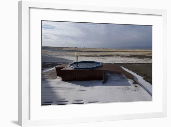 Hot Tub in the Snow, with River View Behind, Hotel Ranga, Hella, Southern Iceland-Natalie Tepper-Framed Photo