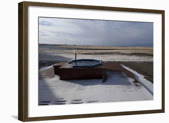 Hot Tub in the Snow, with River View Behind, Hotel Ranga, Hella, Southern Iceland-Natalie Tepper-Framed Photo