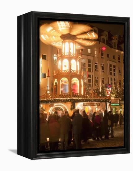 Hot Wine (Gluhwein) Stall With Nativity Scene on Roof at Christmas Market, Dresden, Germany-Richard Nebesky-Framed Premier Image Canvas