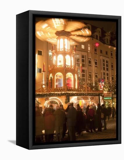 Hot Wine (Gluhwein) Stall With Nativity Scene on Roof at Christmas Market, Dresden, Germany-Richard Nebesky-Framed Premier Image Canvas