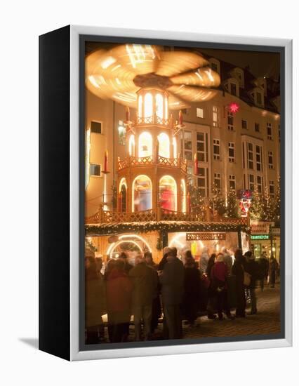 Hot Wine (Gluhwein) Stall With Nativity Scene on Roof at Christmas Market, Dresden, Germany-Richard Nebesky-Framed Premier Image Canvas