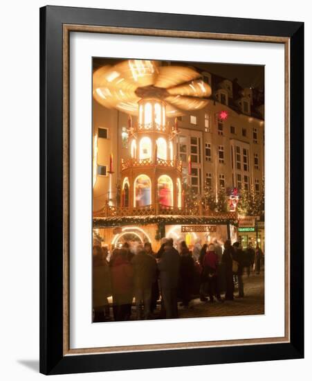 Hot Wine (Gluhwein) Stall With Nativity Scene on Roof at Christmas Market, Dresden, Germany-Richard Nebesky-Framed Photographic Print