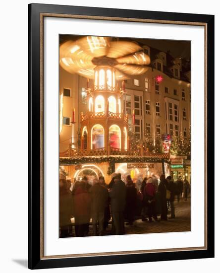 Hot Wine (Gluhwein) Stall With Nativity Scene on Roof at Christmas Market, Dresden, Germany-Richard Nebesky-Framed Photographic Print